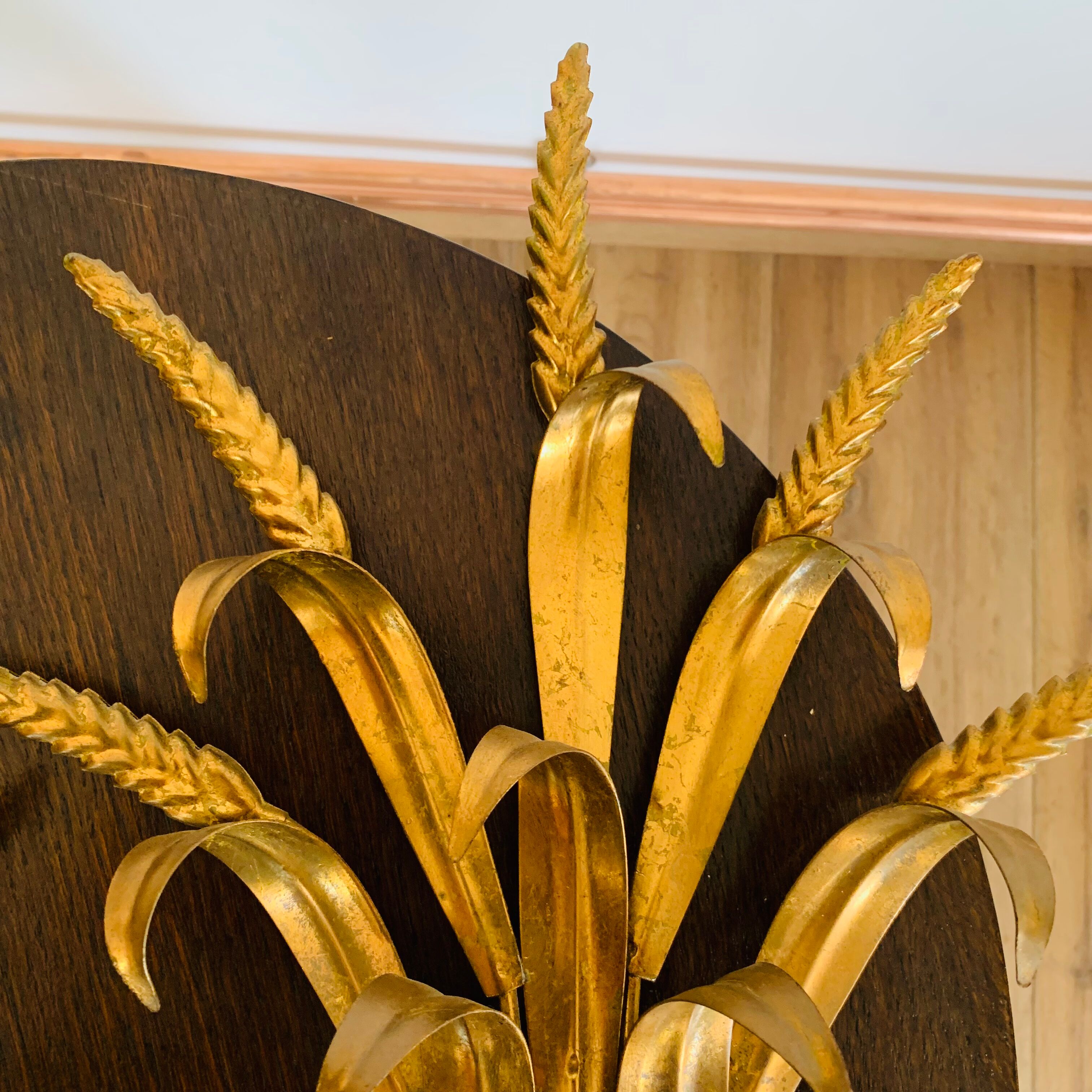 Pair of gilded wall sconces sheaves of wheat