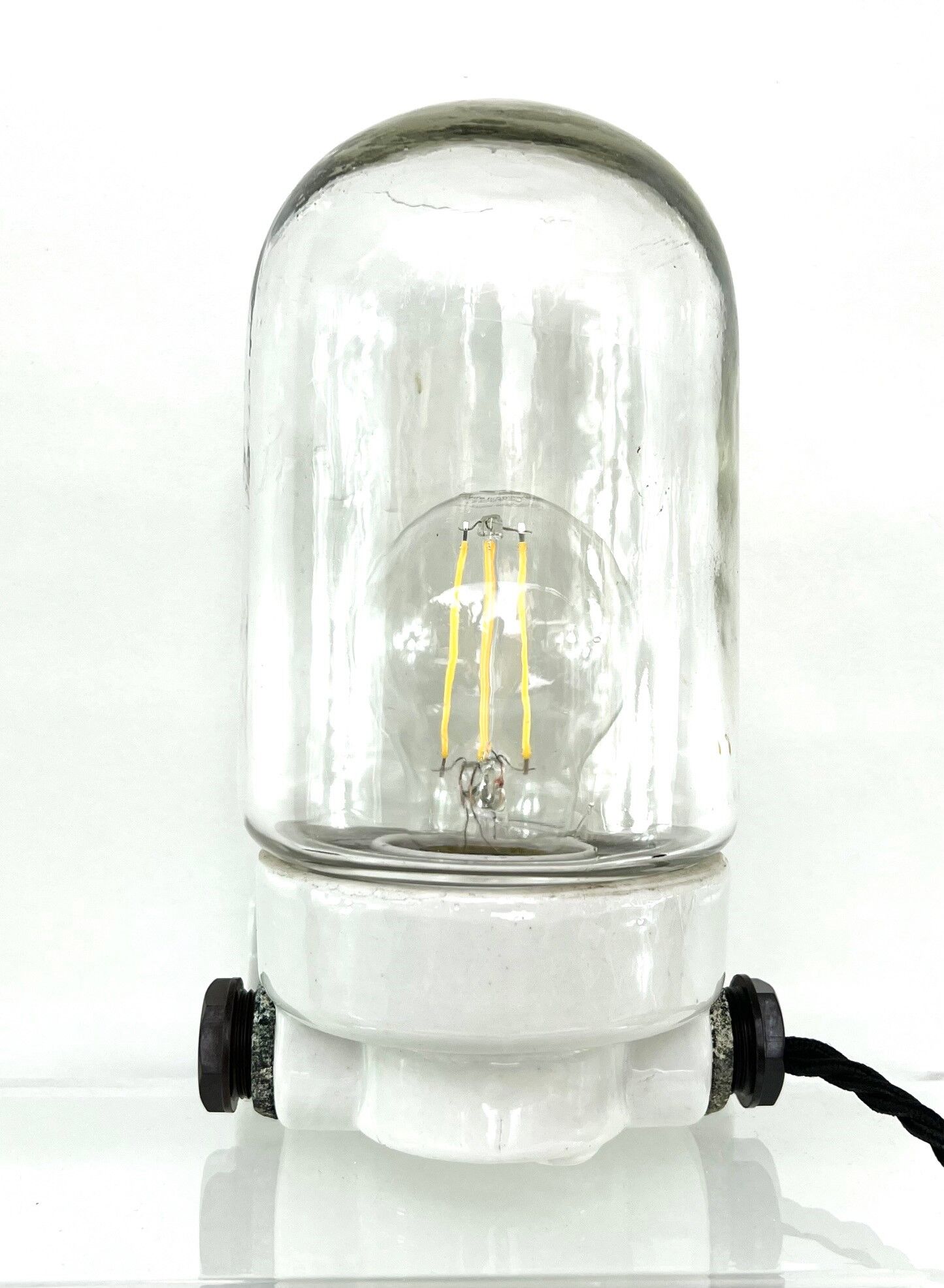 Applique sdb 1960 porcelaine verre 3 positions