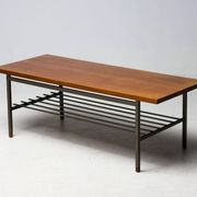 Dutch modernist coffee table with a square base and teak top, 1950s.