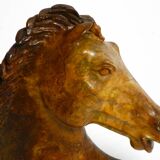 Decorative heavy lifelike 1960's horse head sculpture in brown soapstone