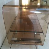 TV furniture or side table in violin smoked Plexiglas by Michel Dumas for Roche Bobois in 1970
