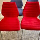 Pair of Mauï soft kartell red chair design Vico Magistretti