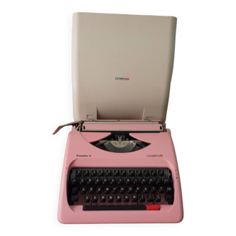 Machine à écrire, portable manuel avec étui de transport rose