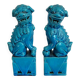 Pair of Fo dogs in blue glazed porcelain, China, 1960s