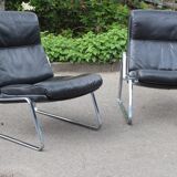Paire de fauteuils Lange Drabert en cuir 1970