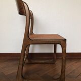 Series of 4 sleigh chairs in wicker, by Baumann