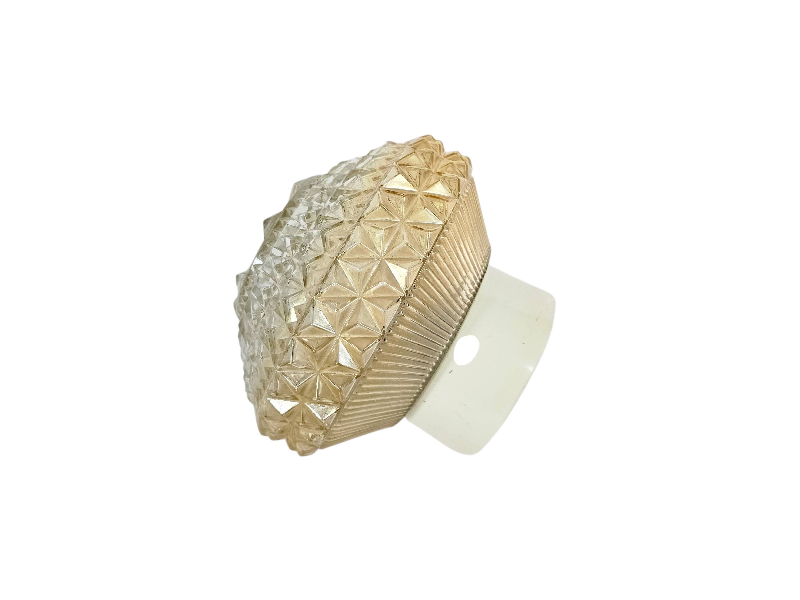 Herda Holland - lampe de plafond - géométrique - verre pressé - années 60