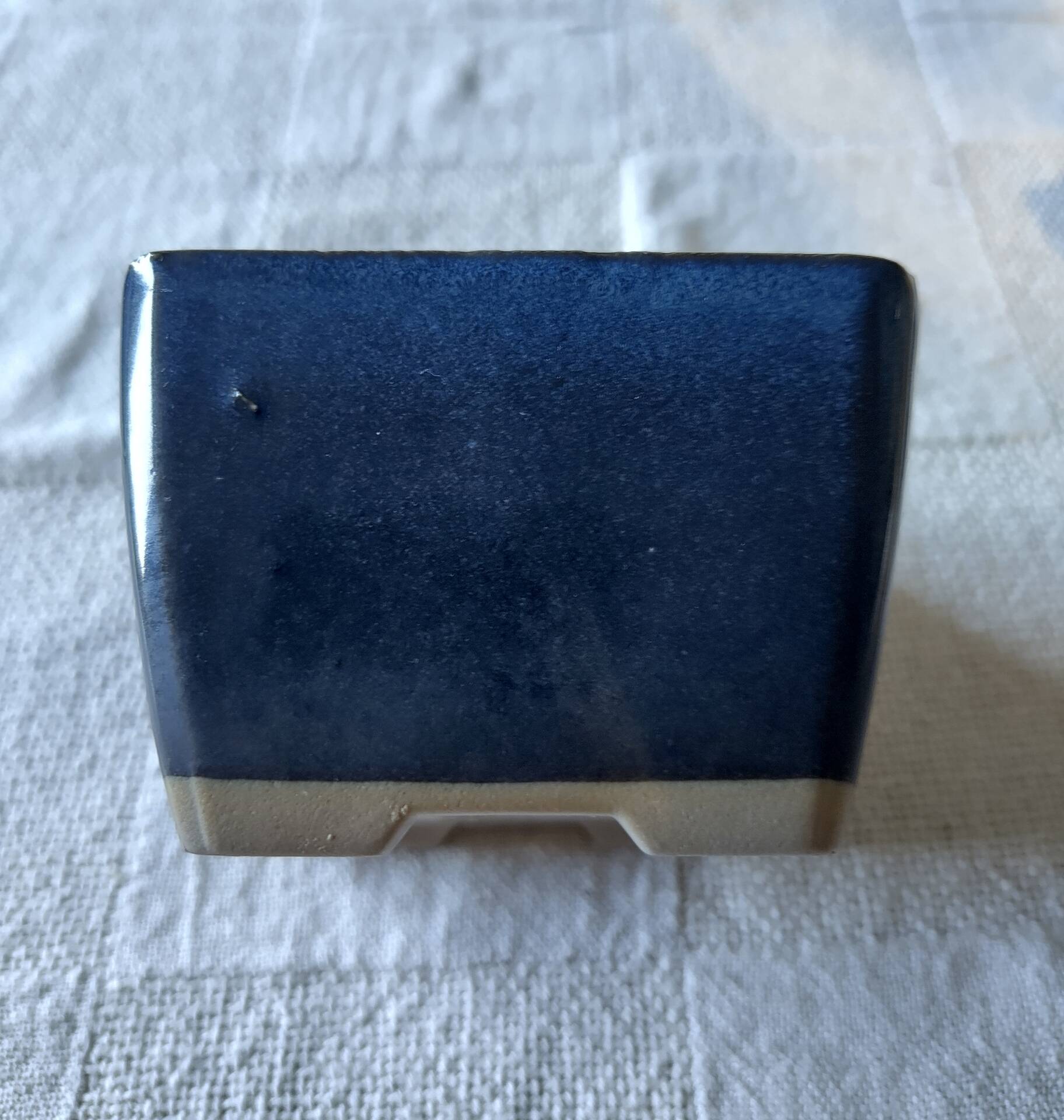 Pot à bonsaï carré en grès émaillé bleu