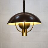 Fog and Morup Mid Century Modern Brass Pendant Lamp, Danish 1960s Brown XL