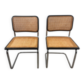 Pair of Marcel Breuer B32 Cesca chairs made in Italy.