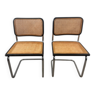Pair of Marcel Breuer B32 Cesca chairs made in Italy.