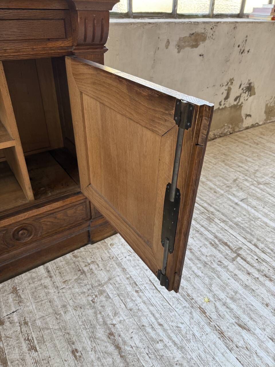 Antique XL Napoleonic oak glass bookcase, 19th century