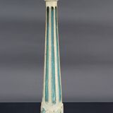 Art Deco wooden lamp painted in white and patinated blue, France, Circa 1920