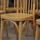 Set of 10 curved beech bistro chairs from the 1950s