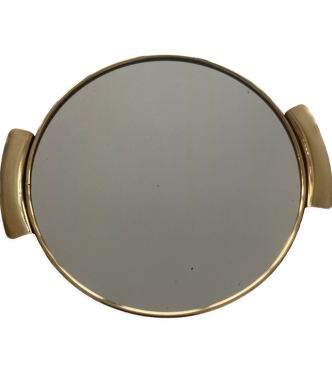 Plateau laiton doré et miroir art déco