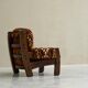 Brutalist lounge chair in solid oak and velvet from the 1960s.