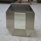 Designer mirror in brushed and chrome-plated stainless steel, beveled glass, 1970s