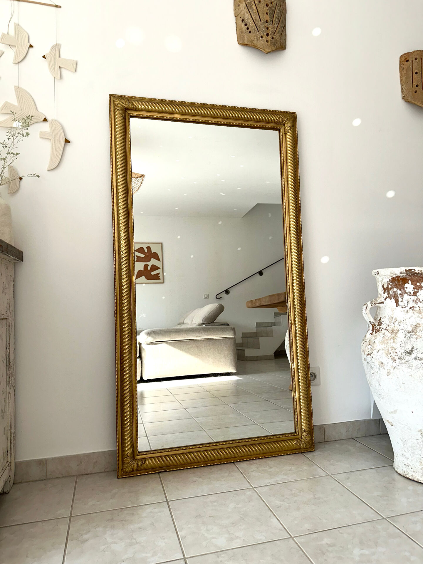 19th-century antique gilded mirror.