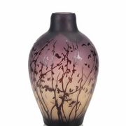 Vase en verre gravé à l'acide au décor de branches