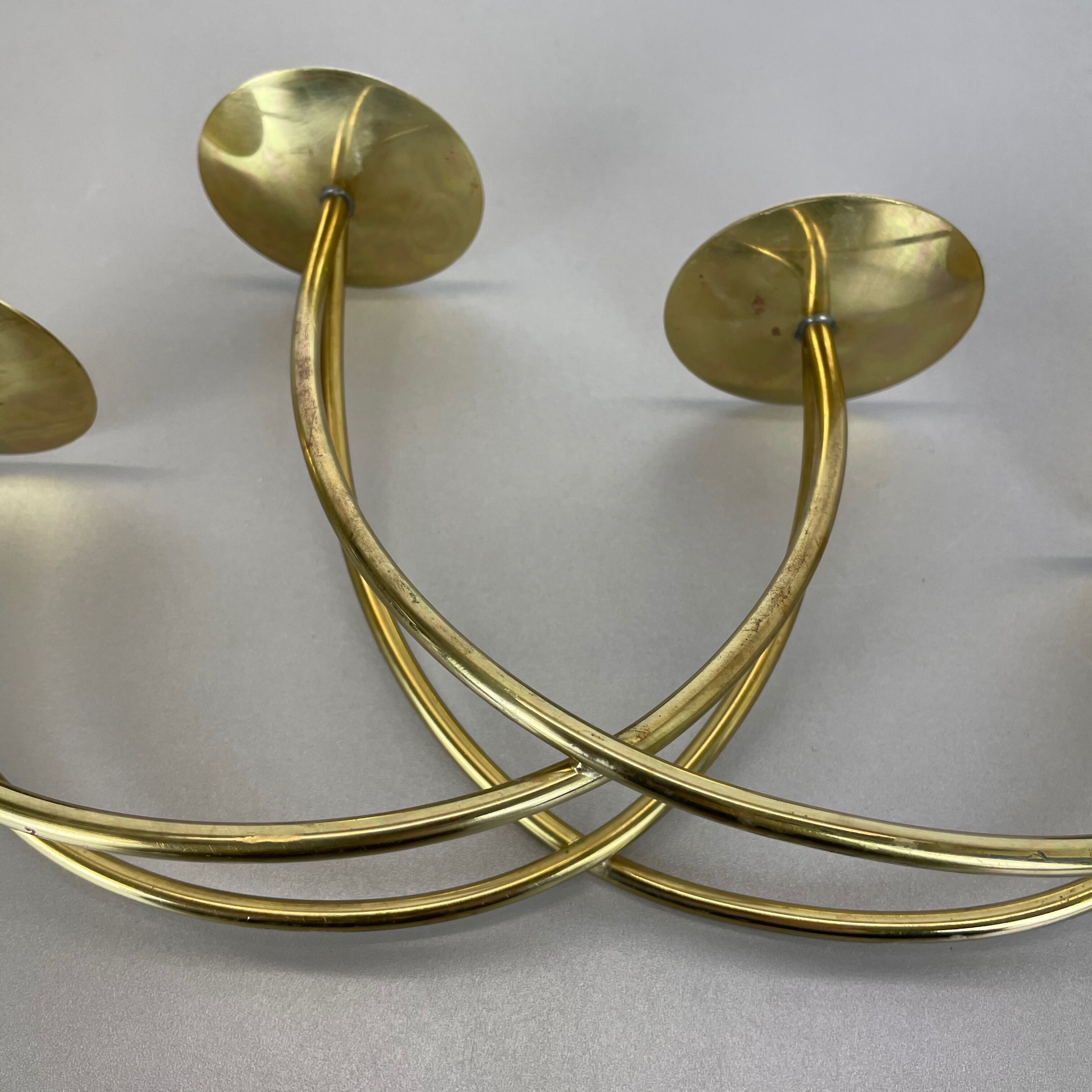 Sculptural solid brass candleholder by Harald Buchrucker Bauhaus, Germany, 1950s