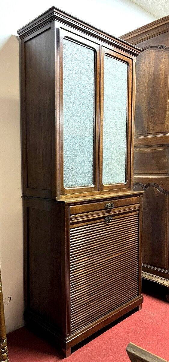 Professional furniture: bookcase with solid wood blind filing cabinet circa 1880