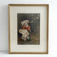 Old watercolour and gilded frame with cherry blossoms.