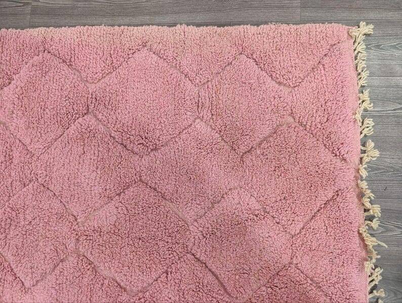 Authentic traditional handwoven Beni Ourain carpet from the Atlas Mountains of Morocco.