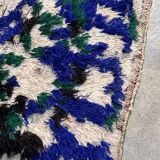 Tapis Berbère blanc et bleu Azilal - 165 x 73 cm