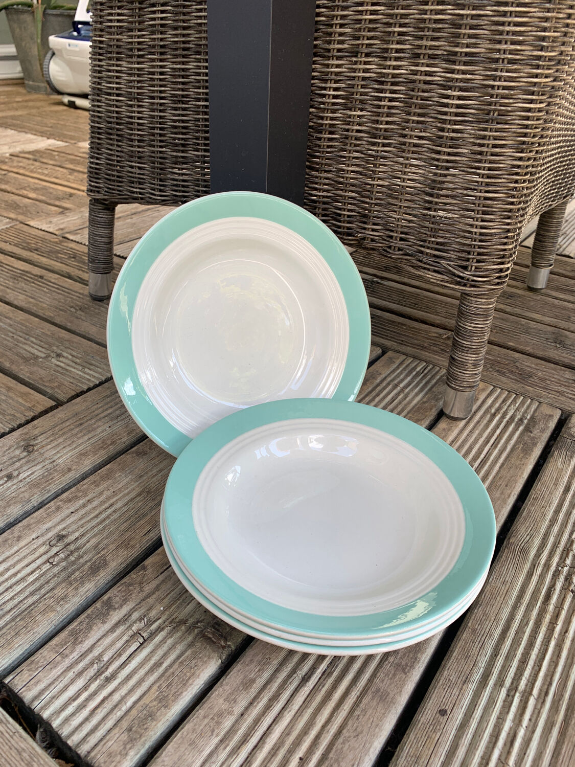 4 turquoise plates St Amand Ceranord