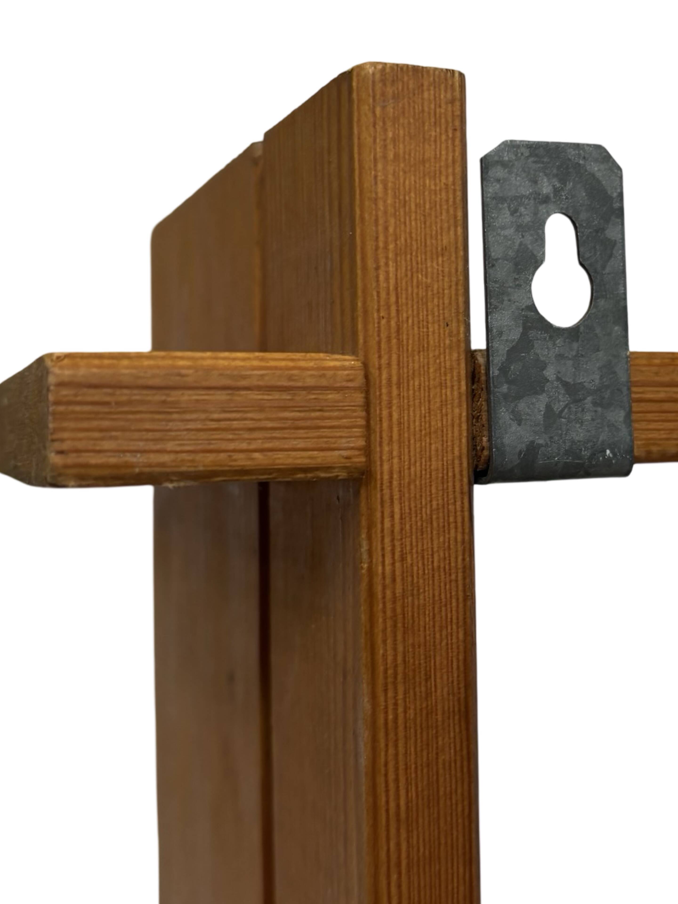 Vintage Wall shelf rack Pine wood 70s design