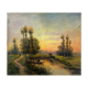 Painting "Landscape with fisherman at sunset" signed L. Lebrun XIX° century