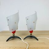 Pair of 50s bedside lamps plastic brass