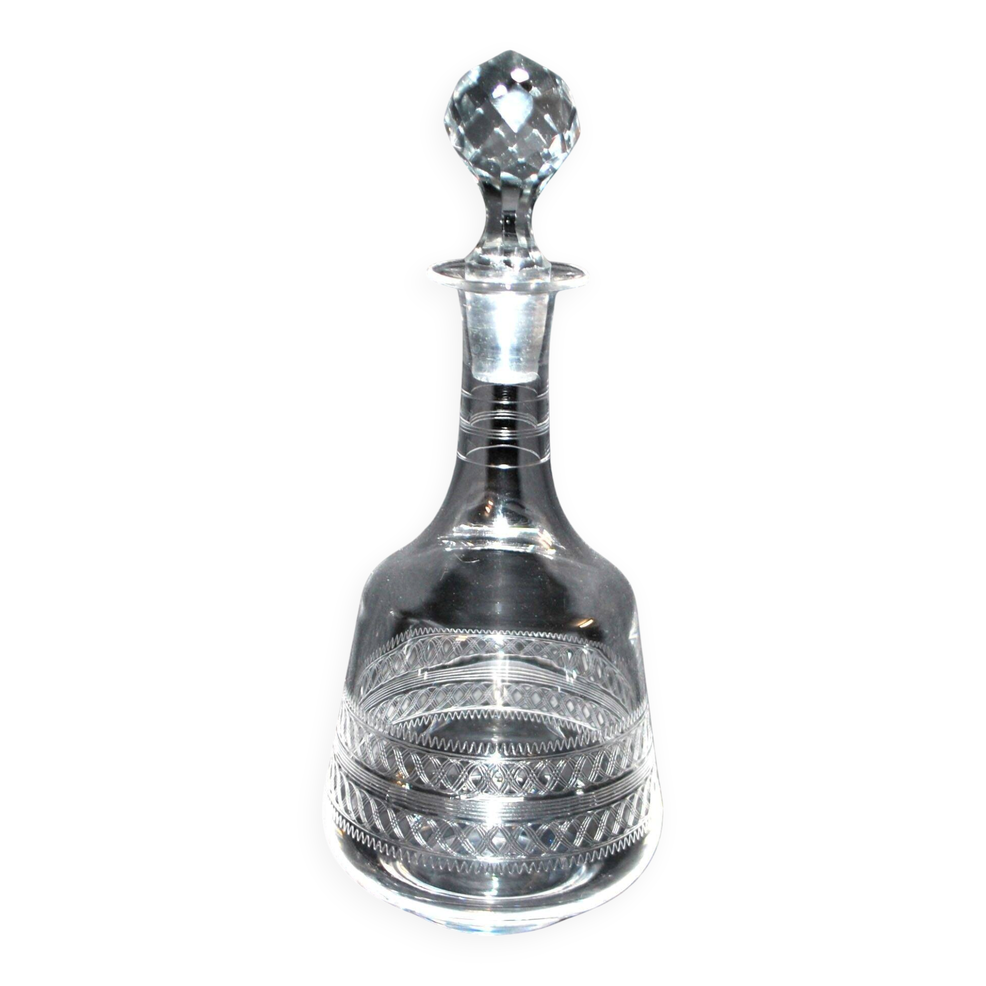 Baccarat carafe orange blossom water in crystal with guilloché decoration 1900