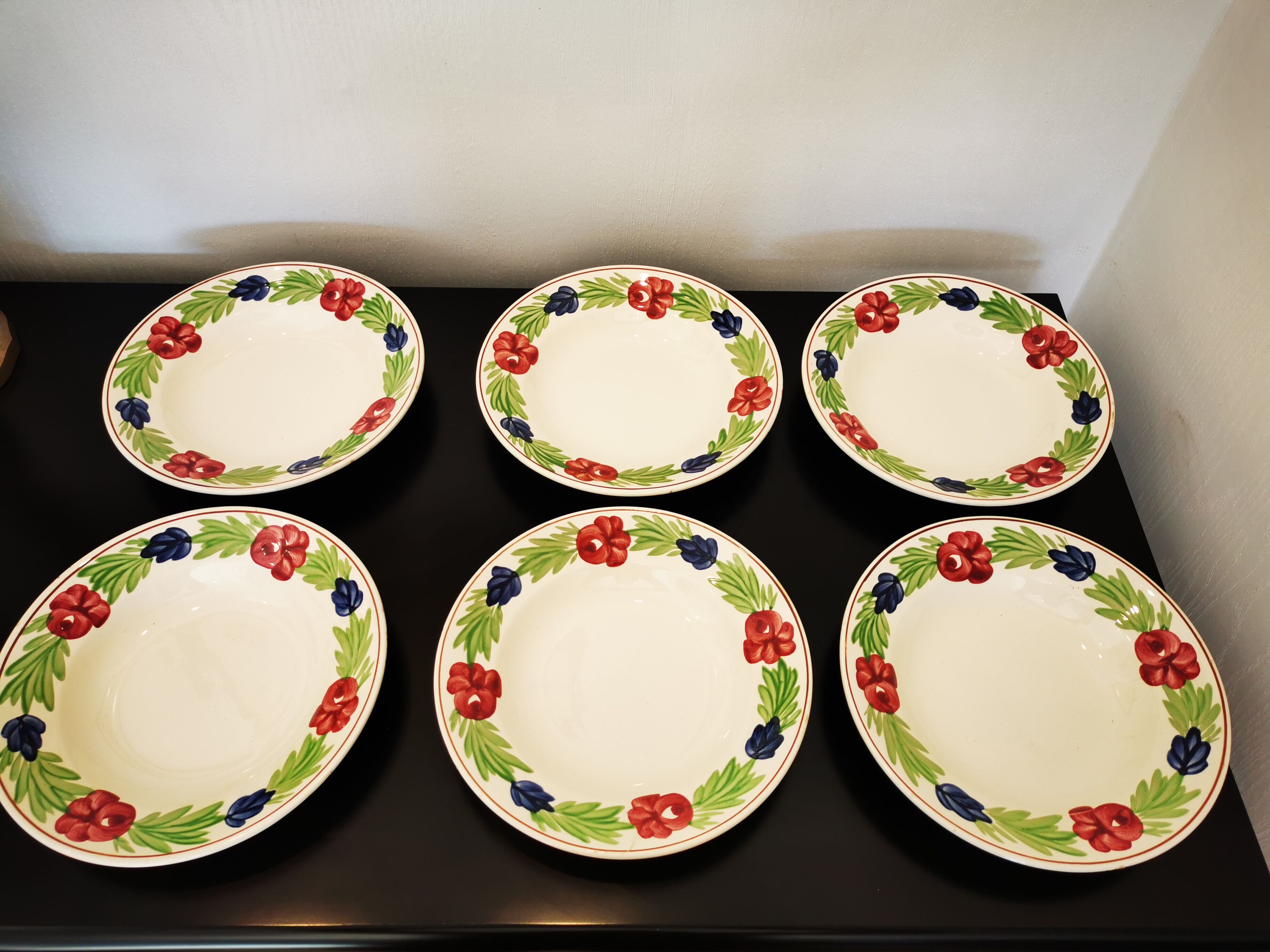 Lot of 6 old soup plates from Nidervillé