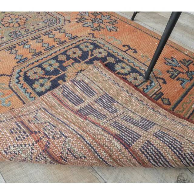 1970s Turkish orange wool runner rug 95x319