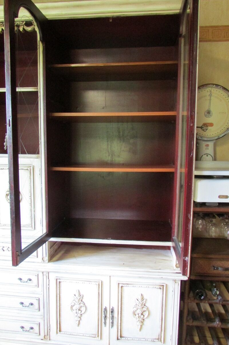 Bookcase rechampi off-white, Louis XVI style