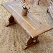 Ancient monastery coffee table in raw solid oak.