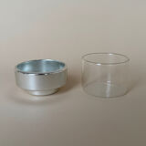 Vintage Modernist Set Of 6 Glass Coffee/Tea Cups With Ceramic Teapot