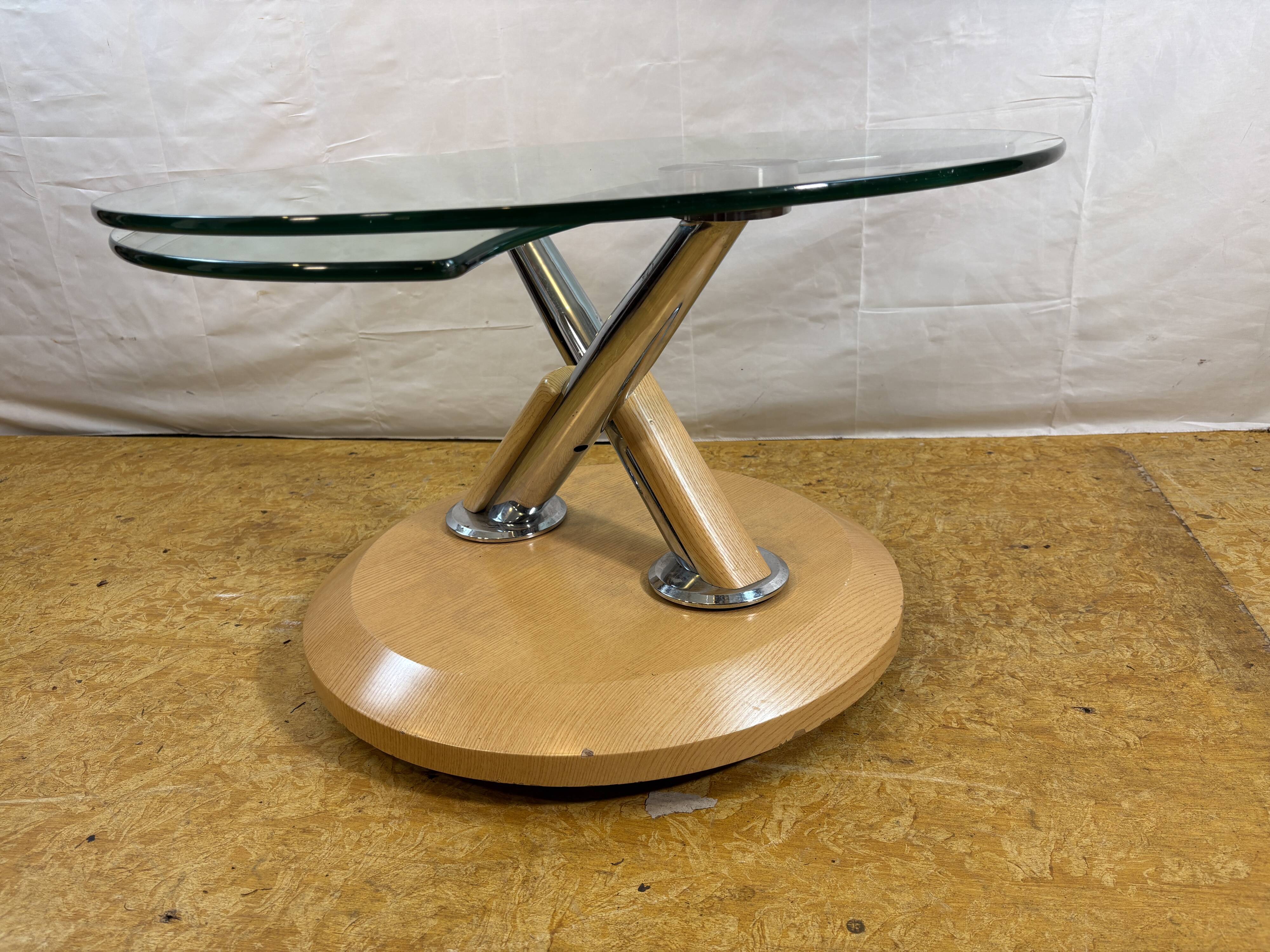 Vintage Tokyo Twist Swivel Coffee Table – Extendable Glass Top Stylish