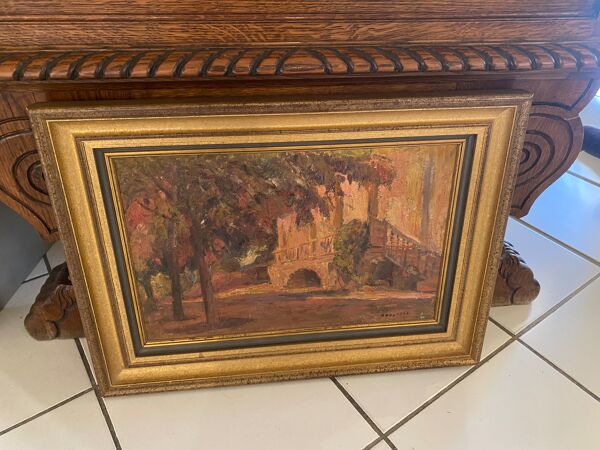 Tableau ancien ''Bâtiment rouge