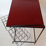 Table porte-vinyles en métal noir, Italie 1960