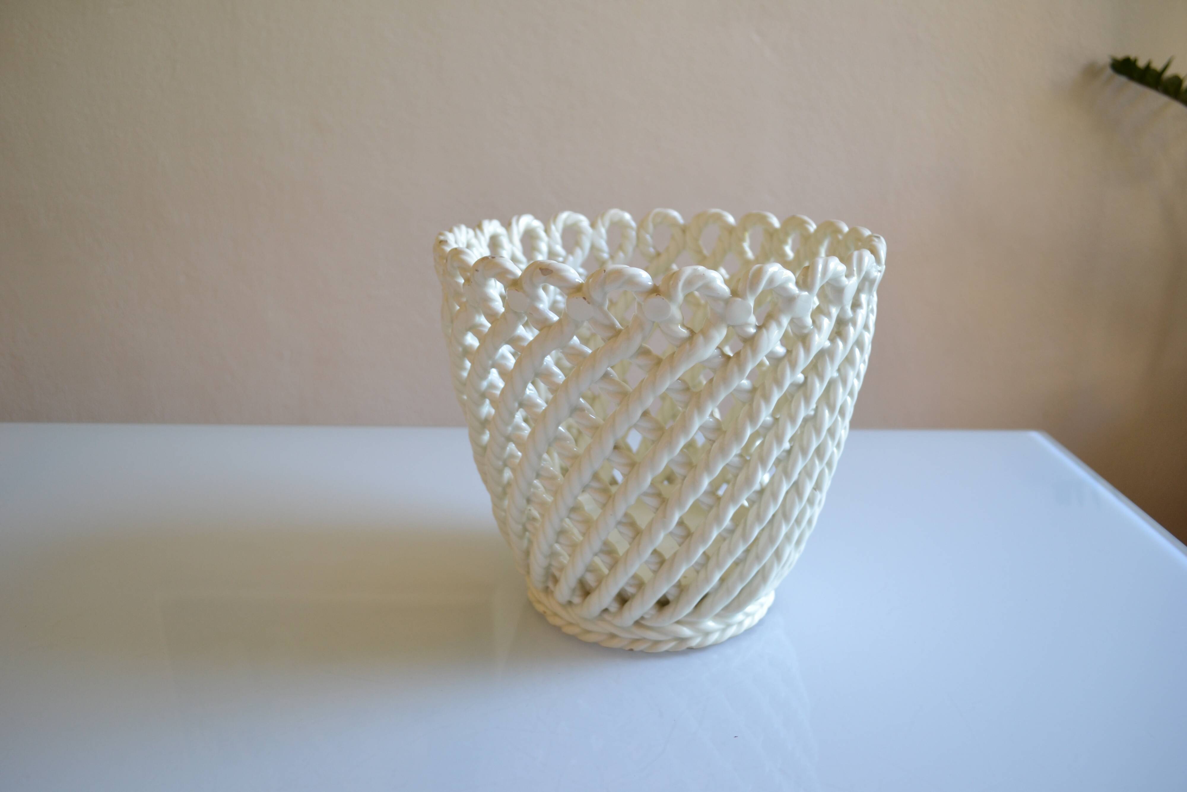Woven ceramic cache-pot DLG Emile Tessier Pichon Uzès