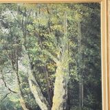 Tableau ancien signé Baldy – Paysage forestier – École de Barbizon fin XIXe