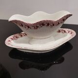 Iron earth gravy boat Moulin des Loups and Hamage Nord, red mulberry