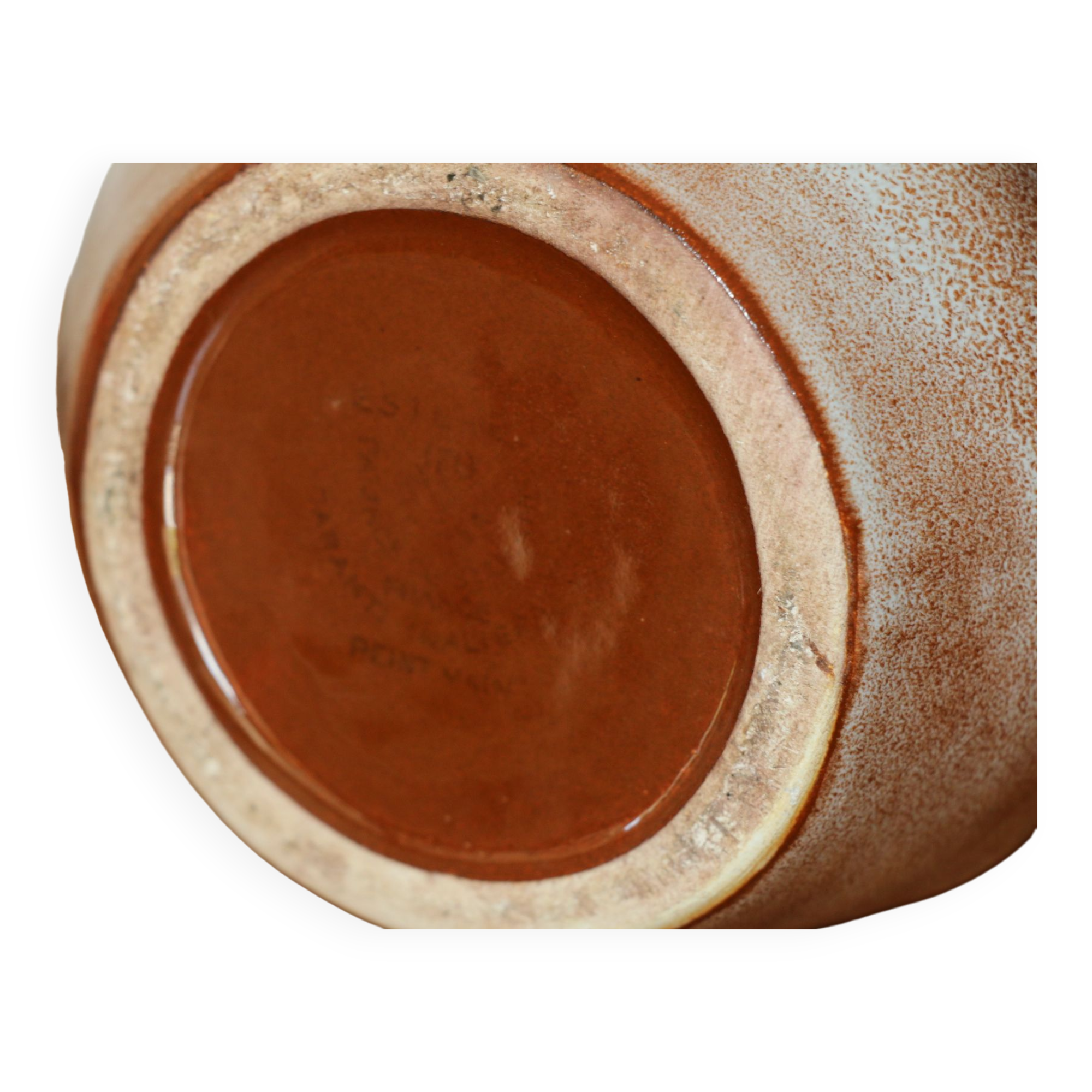Brown painted earthenware pitcher