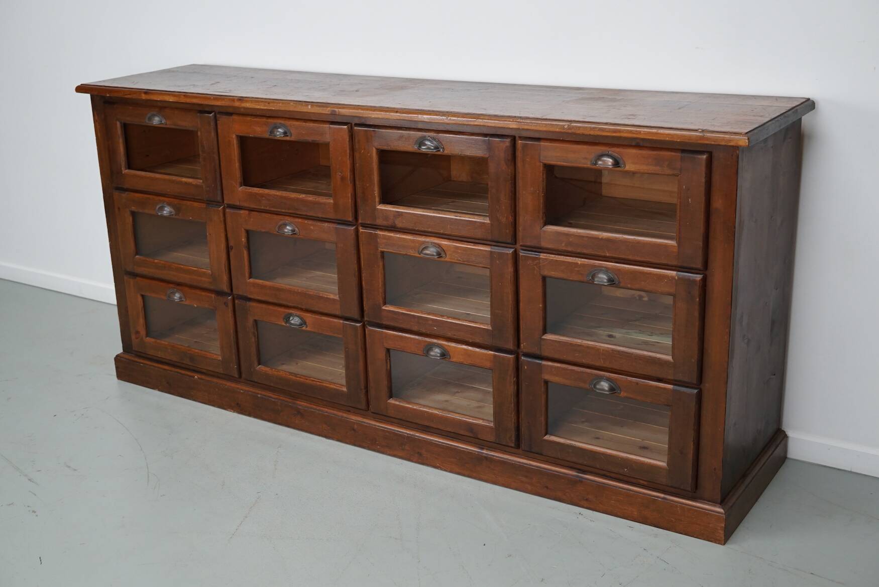 Vintage Dutch Pine Haberdashery Shop Cabinet, Mid-Century