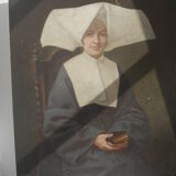 Signed portrait - Horned nun 42.5 / 32.5 on panel