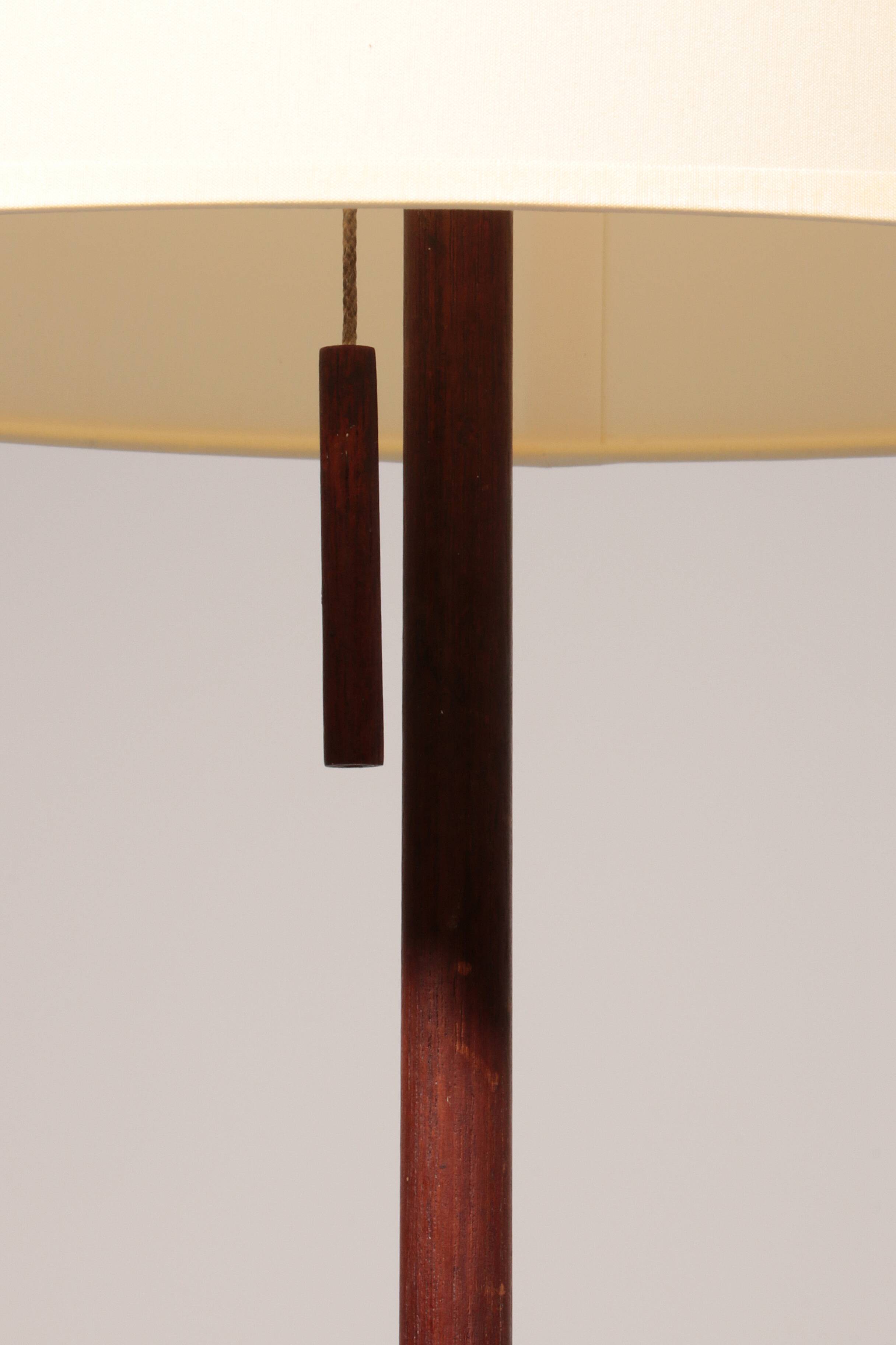 Temde floor lamp in teak and brass, 1960s