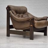 1970s, Scandinavian design, chair in safari style, original condition, leather.