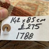 Old Turkish Small Milas Rug 142x85 cm old vintage carpet Ushak Pink Beige Blue